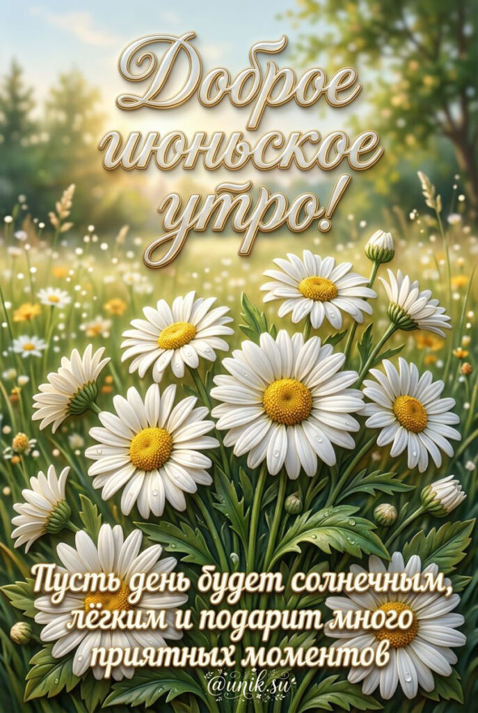 Красивые Открытки с Добрым Июньским Утром с ромашками