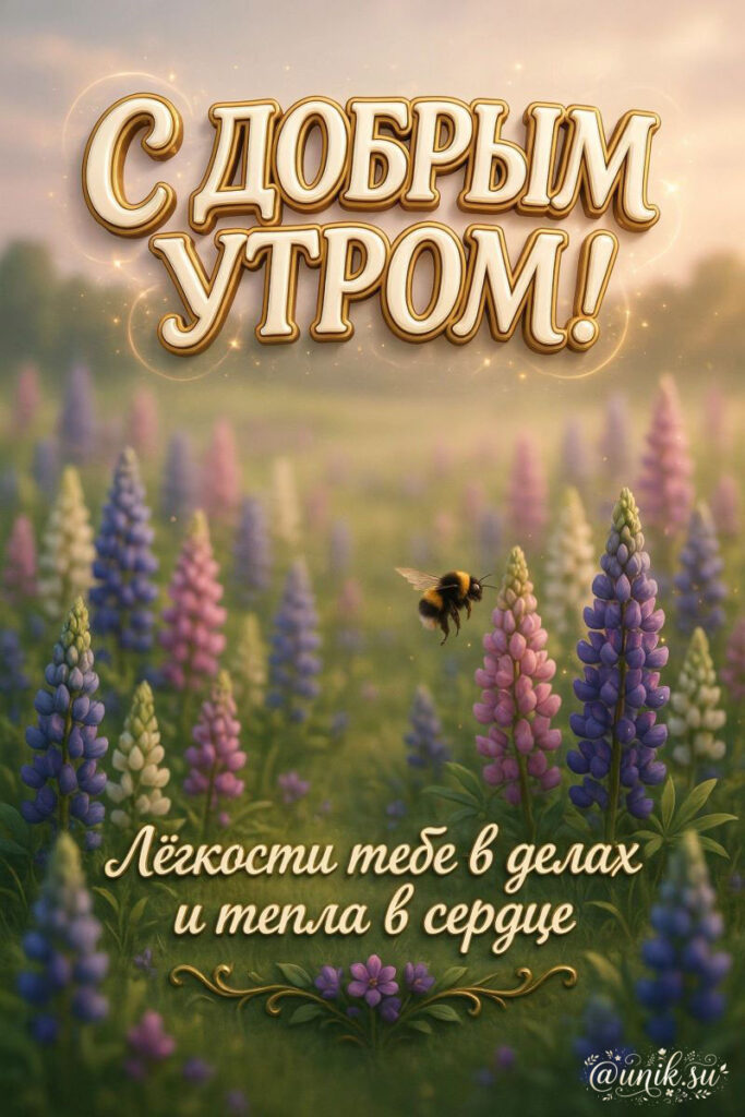 Новая Июньская Открытка с Добрым Утром с пчелкой и цветами