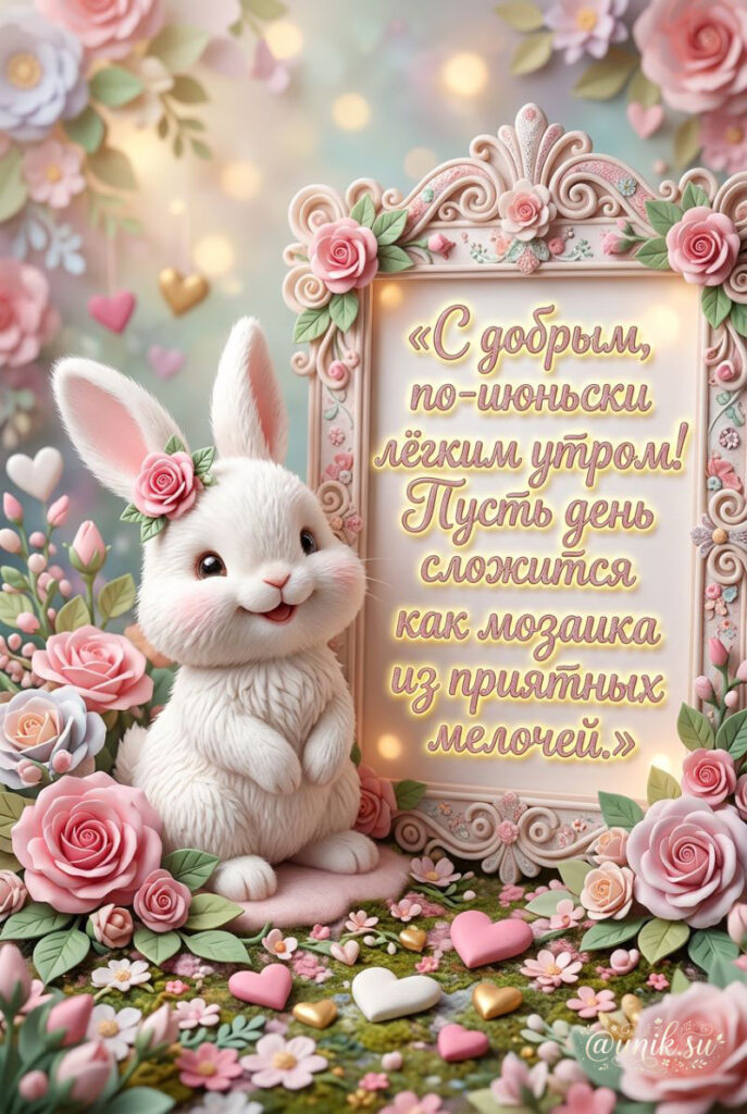 Новая Июньская Открытка с Добрым Утром с зайчиком
