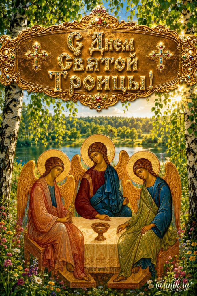 Картинка с праздником Святой Троицы для родных, друзей и близких.