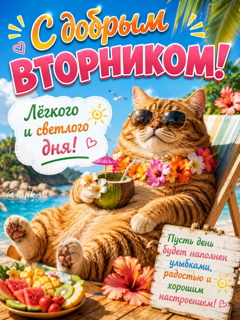 Доброго Дня Вторника и Хорошего Настроения с крутым котом на отдыхе