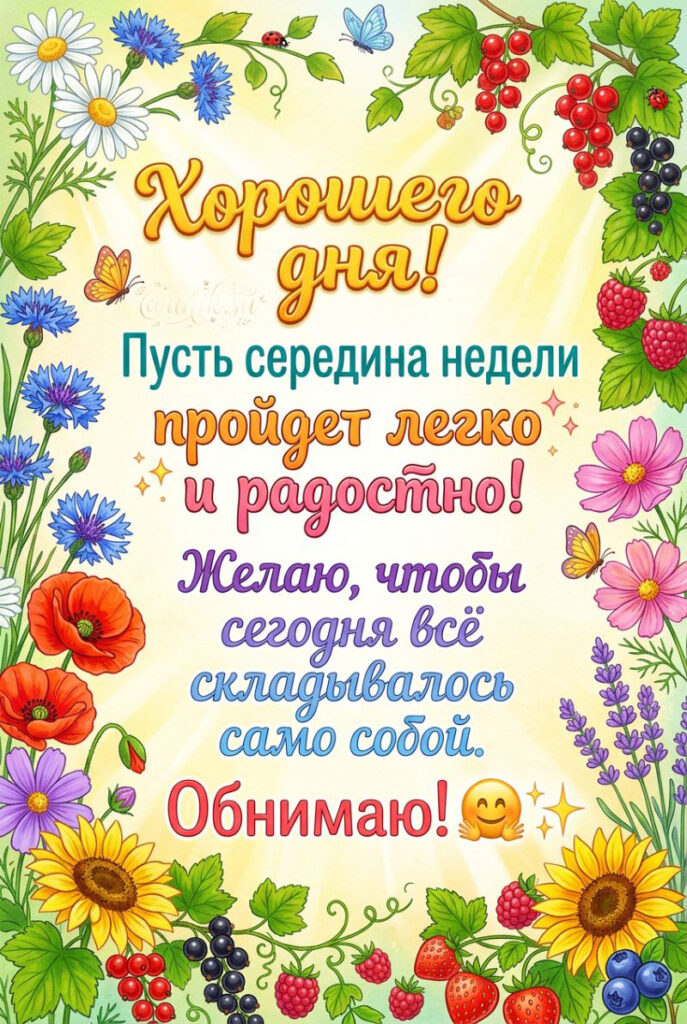 Доброго Утра Среды и Хорошего Дня Картинки с ягодами и цветами