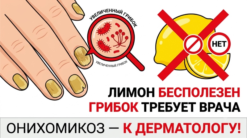Предупреждение: лимон бессилен против грибка ногтей, требуется врач