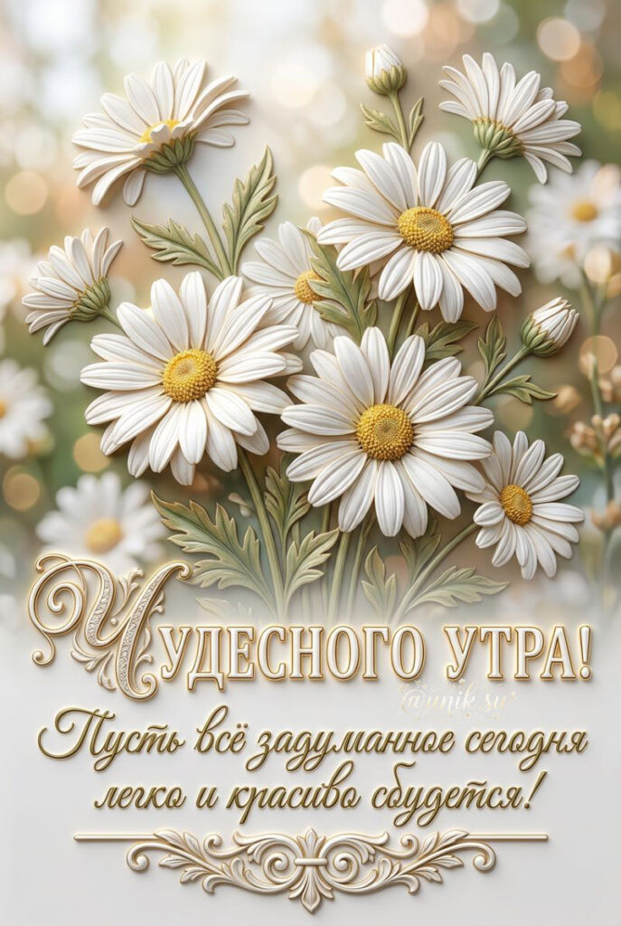 Чудесного утра! Пусть всё задуманное сегодня легко и красиво сбудется - белые ромашки