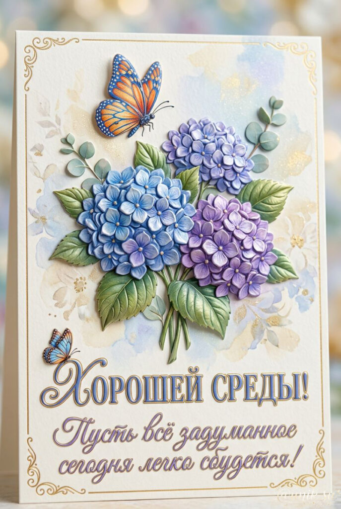 Открытки Хорошего Дня Среды с гортензией