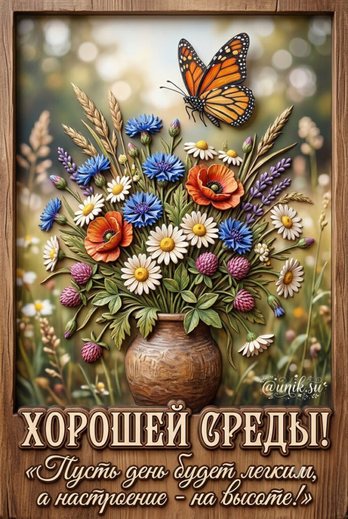 Открытки Хорошего Дня Среды с полевыми цветами