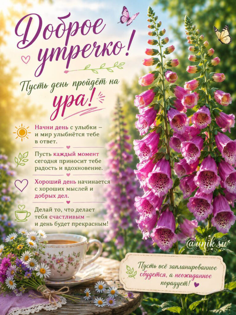 Открытки с Добрым Утром с Цветами и цитатами