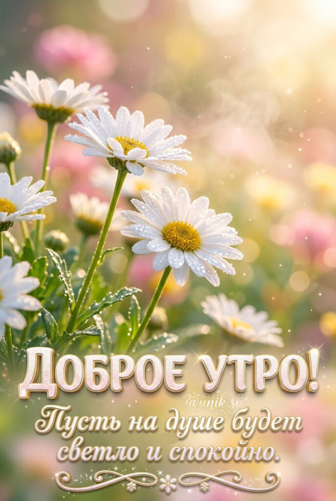 Доброе утро! Пусть на душе будет светло и спокойно - белые ромашки на рассвете