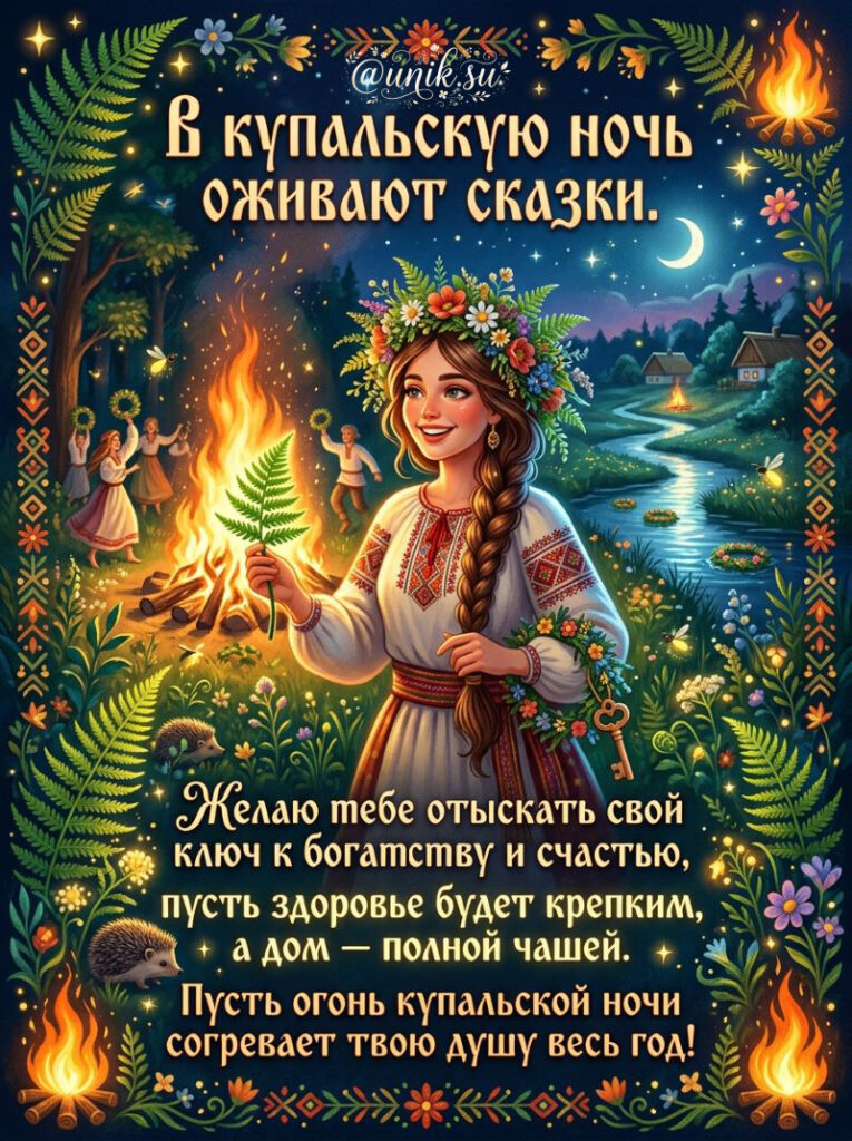 Открытки с Днем Ивана Купалы с папоротником