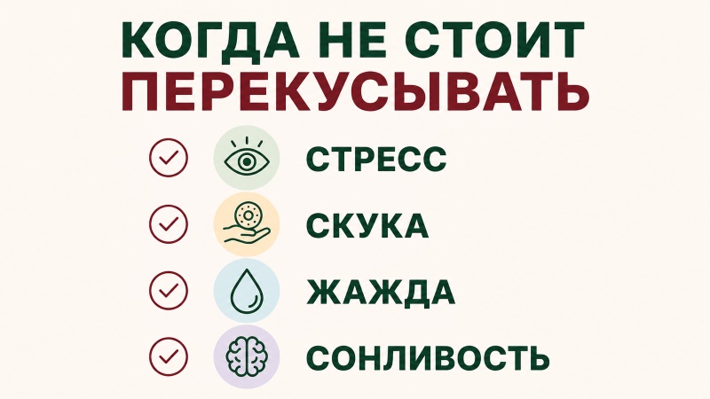 Когда не стоит перекусывать: стресс, скука, жажда, сонливость
