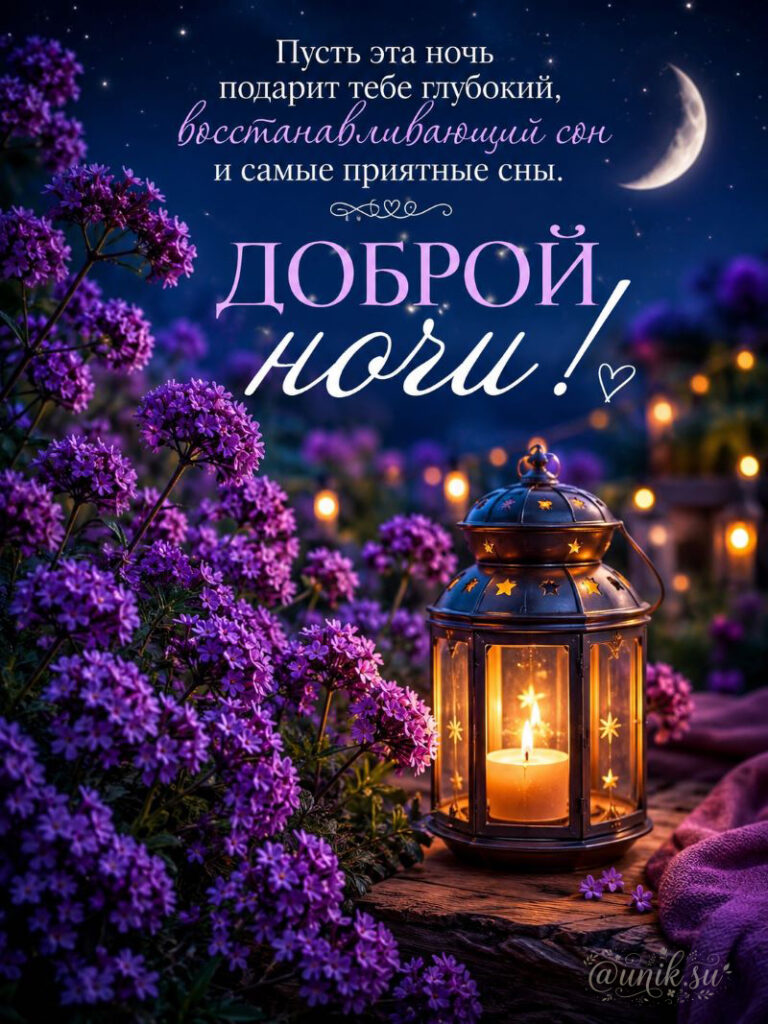 Красивые Открытки с Пожеланиями Доброй Ночи с цветами