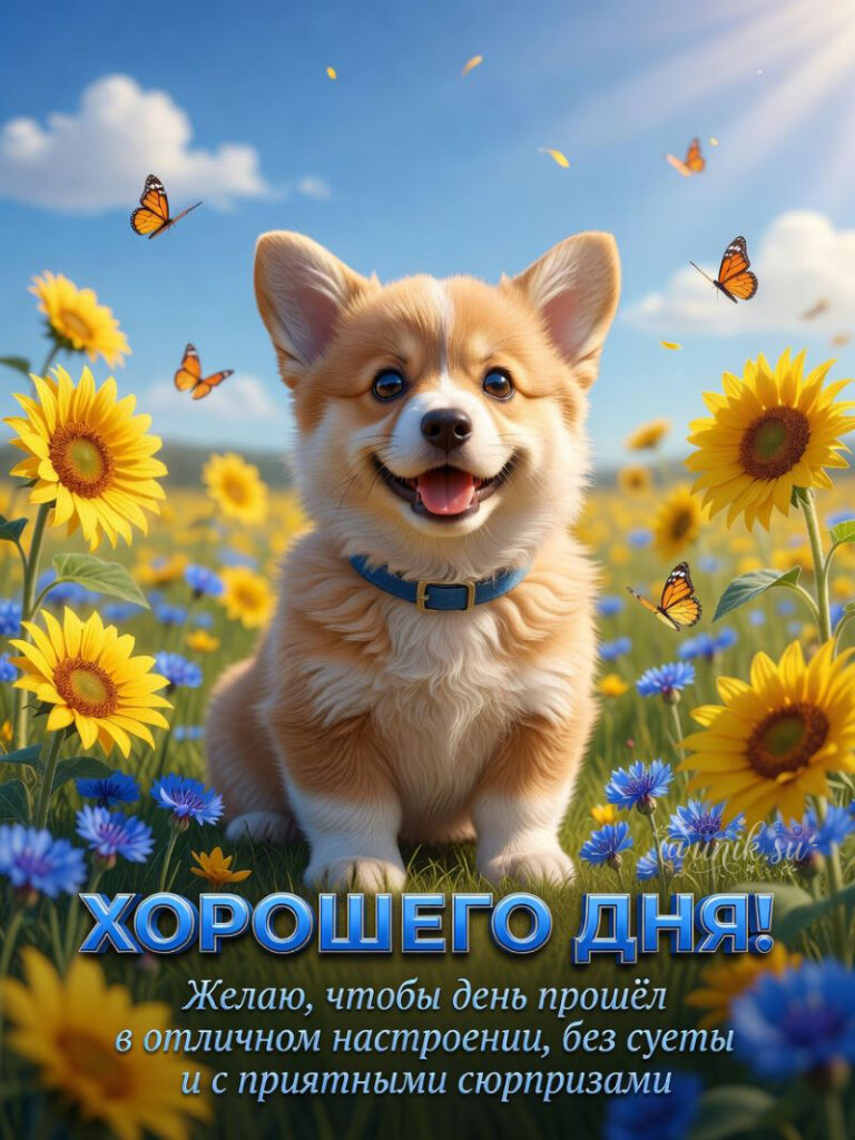 Очень Добрые Пожелания Хорошего Дня картинка с корги
