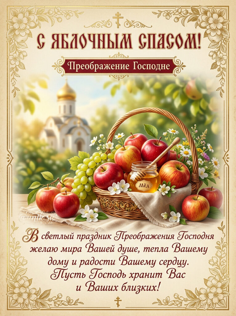 Открытки с Яблочным Спасом Красивые с пожеланием