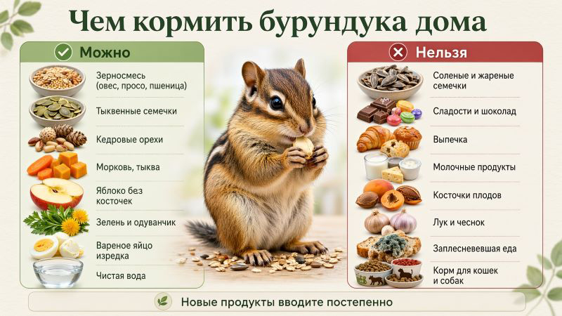 Чем кормить бурундука дома: можно и нельзя