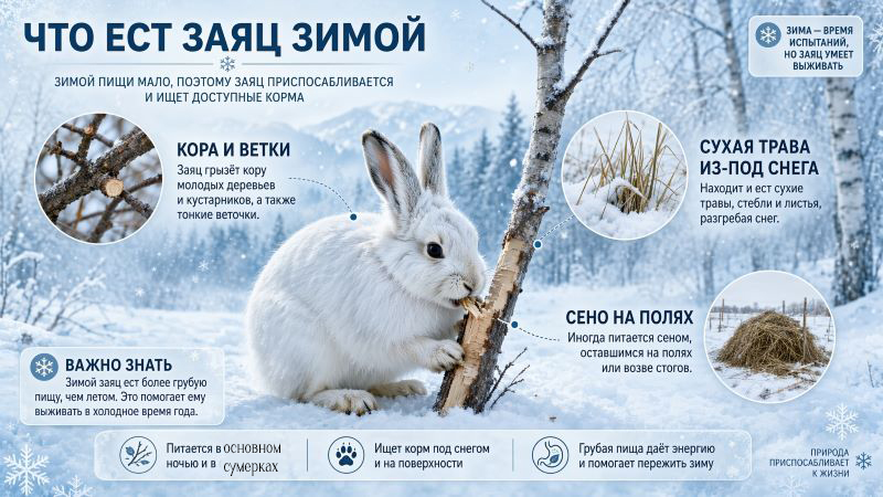 Что ест заяц зимой: кора, сухая трава и сено