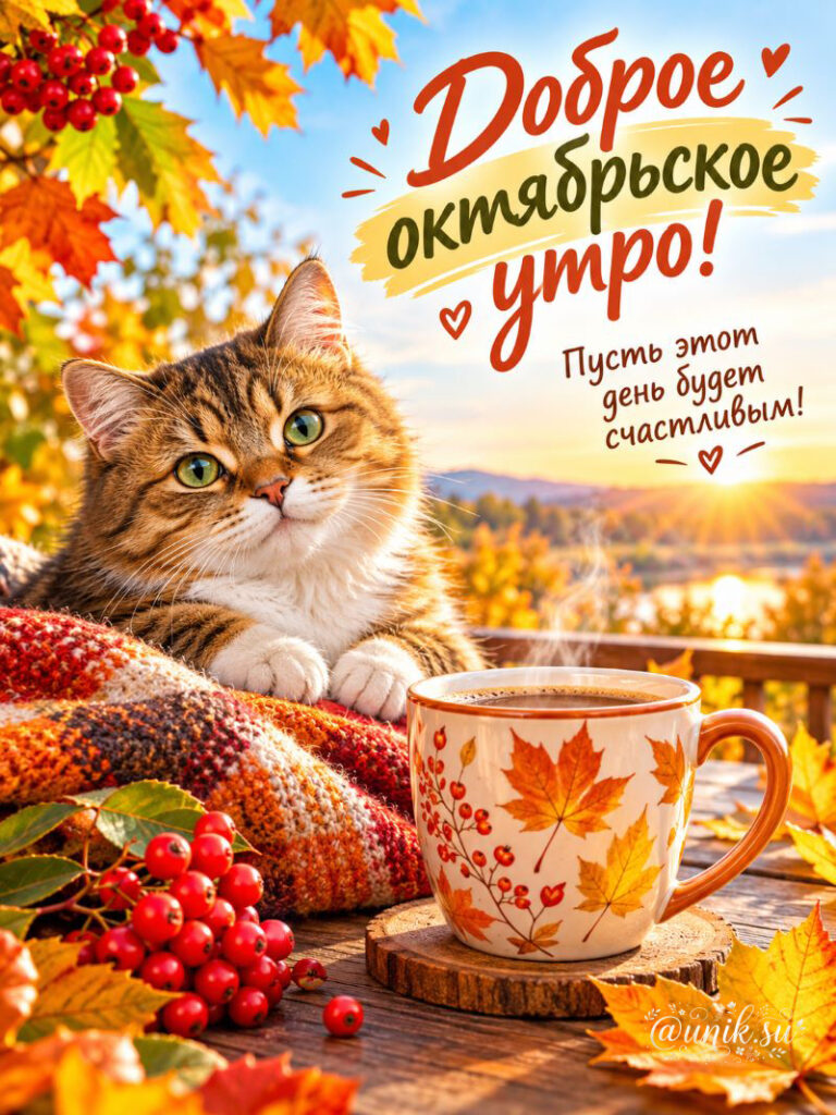 Доброе Октябрьское Утро Картинки с котенком