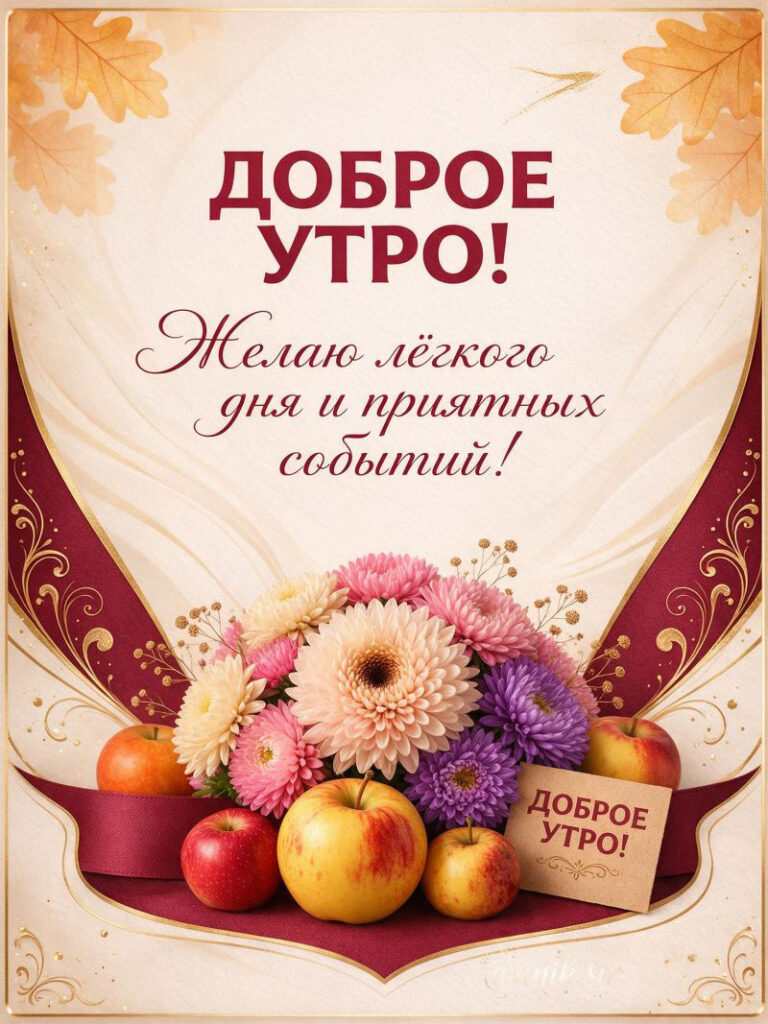 Открытки с Пожеланиями Доброго Утра Осенние Новые с астрами