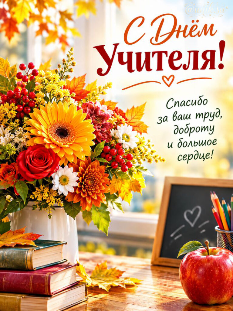 Поздравление с Днем Учителя Открытки с цветами