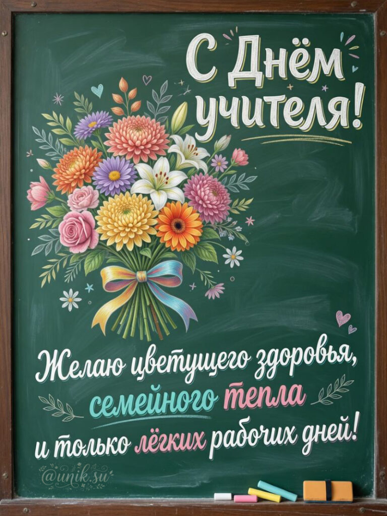 Поздравление с Днем Учителя Открытки на школьной доске