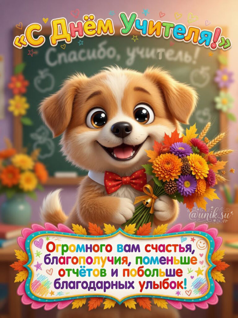 С Днем Учителя Картинки Красивые с щенком