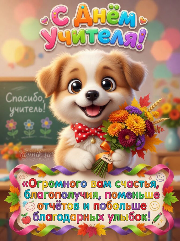 С Днем Учителя Картинки Красивые с щенком