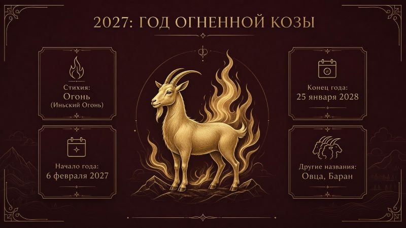 2027 год Огненной Козы: стихия, даты и названия символа