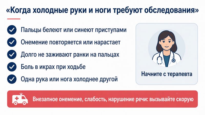 Когда холодные руки и ноги требуют обследования: симптомы