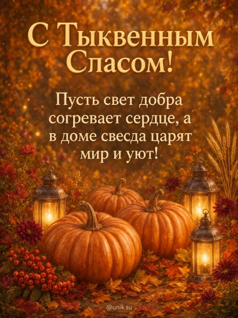 С Тыквенным Спасом Открытка